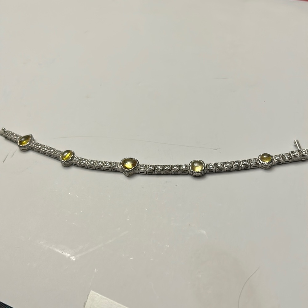 Judith Ripka sterling clear with yellow shaped cz bracelet